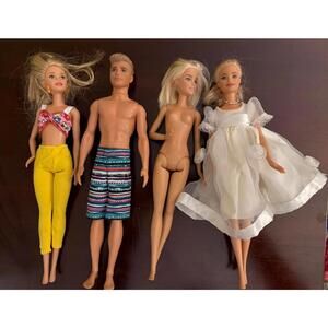 Vintage Barbie and Ken Dolls Set with Clothing
